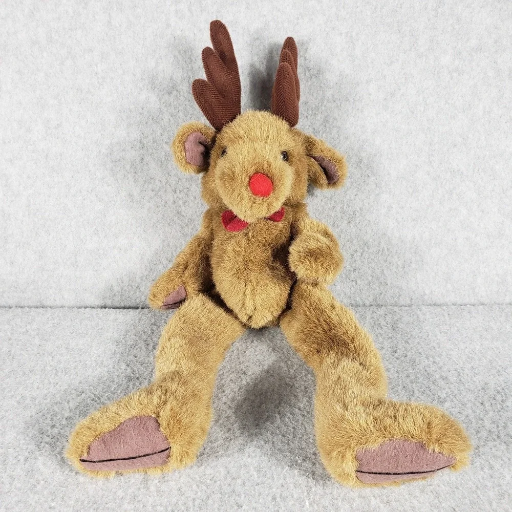 Rudolph The Red-Nosed Reindeer‎ Plush Red Bow Stuffed Animal Holiday 13